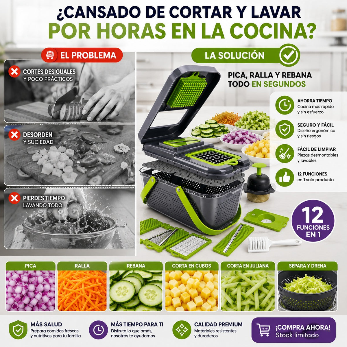 PICADOR DE FRUTAS Y VERDURAS 12 EN 1