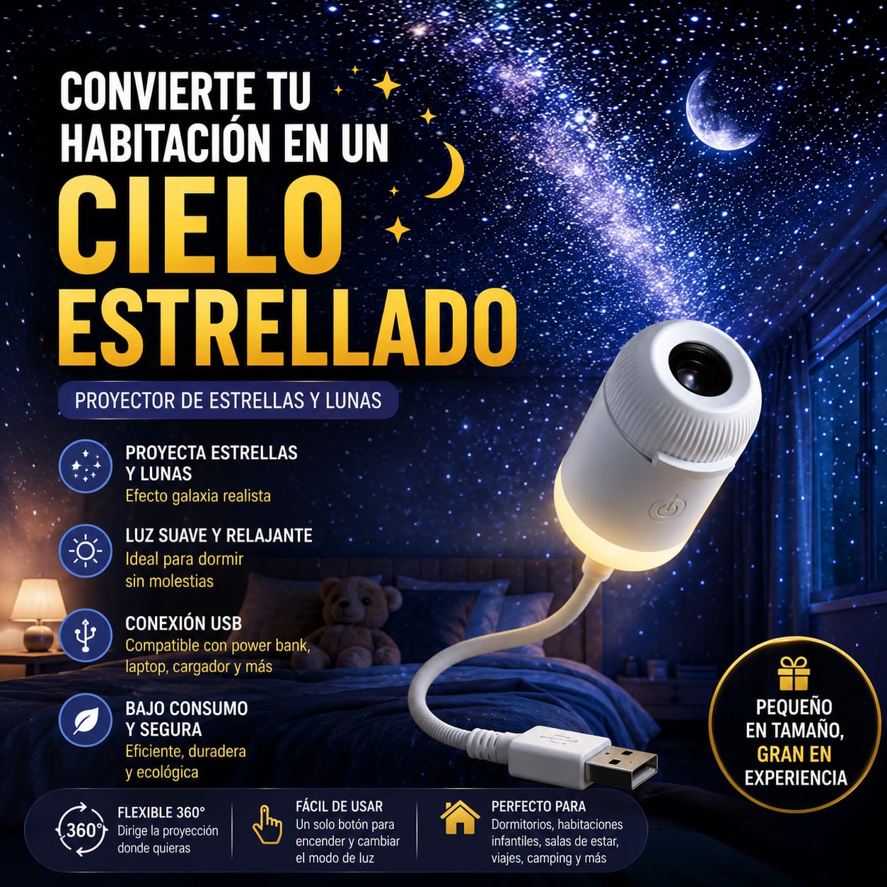 Mini proyector de estrellas USB