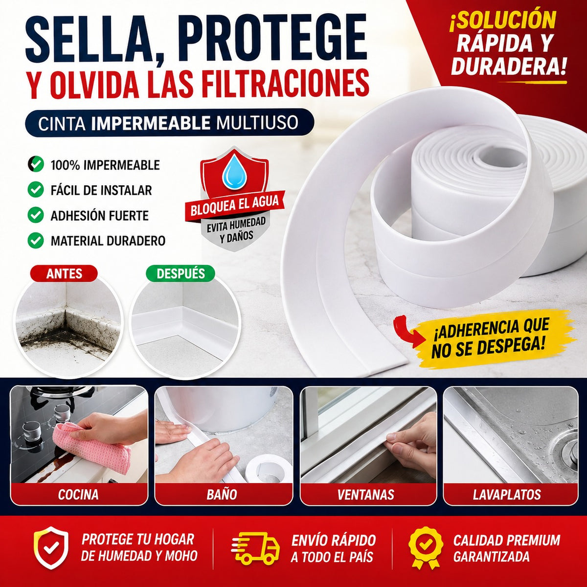 Cinta Adhesiva Selladora Reparadora 6 Metros